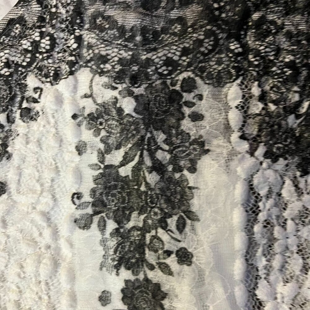 Style & Co Lace Blouse Black Cream Attached Tank Lining Womens L? Used - Picture 5 of 13